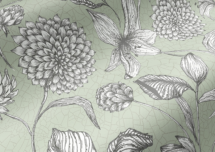 Floral Outlines, Sage Green - Twist&Fit Roller Blind - Image 4